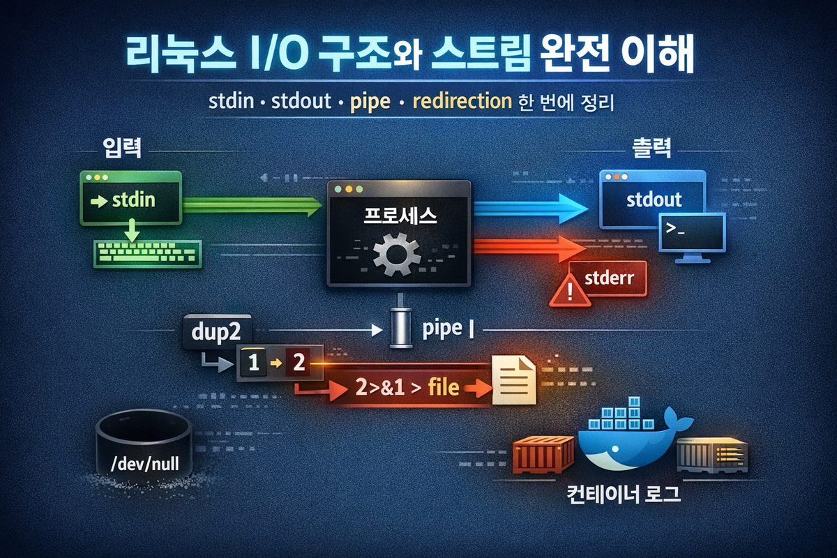 리눅스 I/O 구조와 스트림 완전 이해 — stdin, stdout, pipe, redirection까지 한 번에 정리