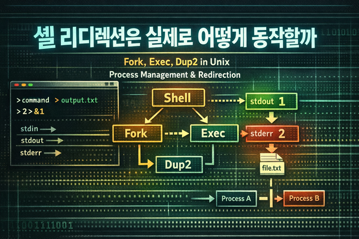셸 리디렉션은 실제로 어떻게 동작할까 — fork, exec, dup2 뒤에 숨은 Unix 프로세스 이야기