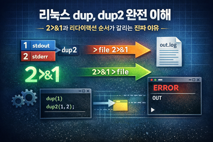 리눅스 dup, dup2 완전 이해 — 2>&1과 리다이렉션 순서가 갈리는 진짜 이유